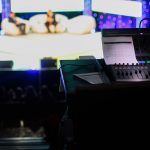 bokeh shot of black audio mixer