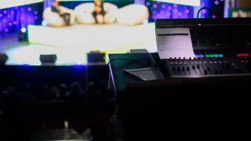 bokeh shot of black audio mixer