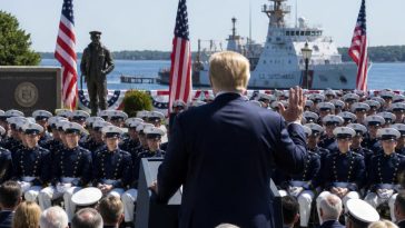 President Trump Commands Coast Guard Cadets and Slams Campus Guilt