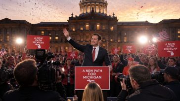 President Donald Trump Backs John James, GOP Rallying in Michigan