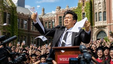Ronny Chieng Rips Up Notes at Harvard, Leads Crowd to Destroy AI