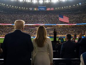 President Donald Trump in Stands as Fans Lose It Over US Anthem