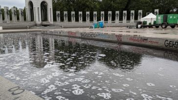 Vandals Douse WWII Memorial With Soap and Spray Paint Graffiti