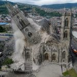 Drone Captures Cathedral Tower Crumbling in Manizales Quake