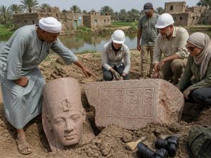 Nile Delta Farmer Unearths Giant Statues Possibly of Ramesses II