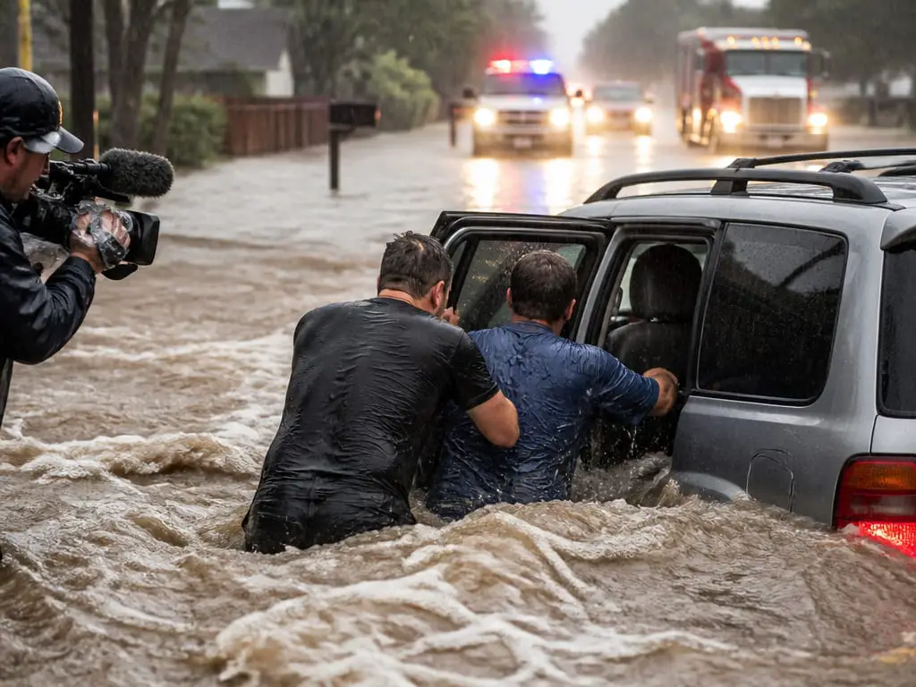 ABC's Will Murray Dives Into Floodwaters to Save Trapped Driver ...