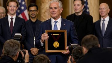 Trump Honors Tech Titans, Shows Uncle John G. Trump's Medal
